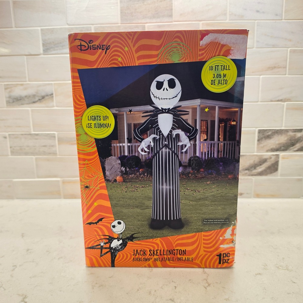 Disney Jack Skellington Airblown Inflatable Halloween Decor Lights Up 10 FT